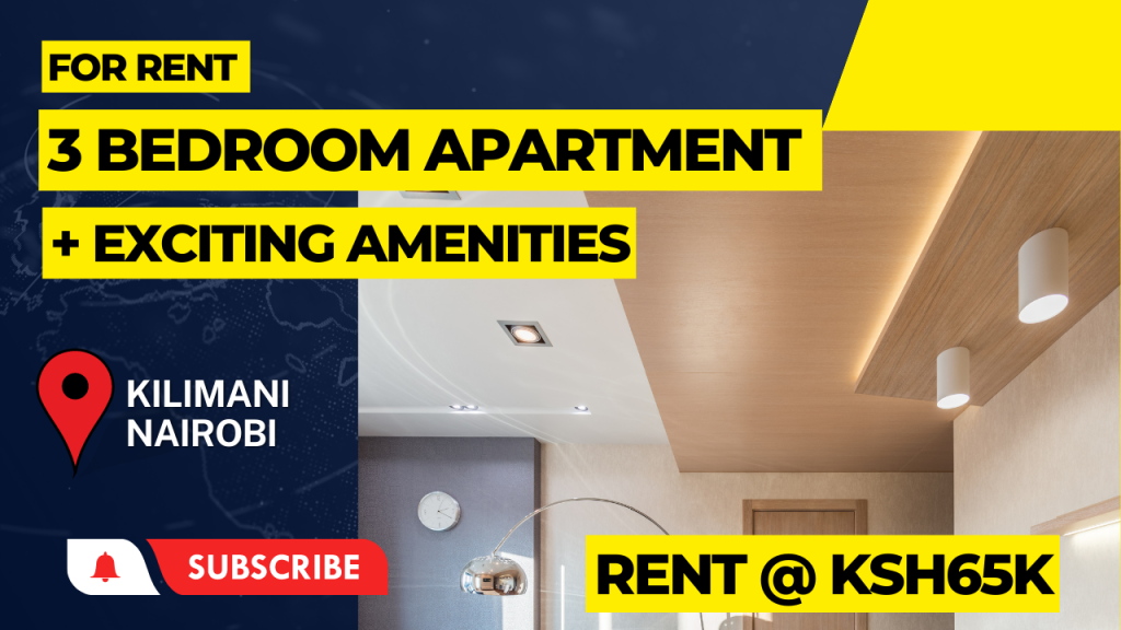 3-bedroom apartment for rent at Ksh65k in Kirichwa road, kilimani area